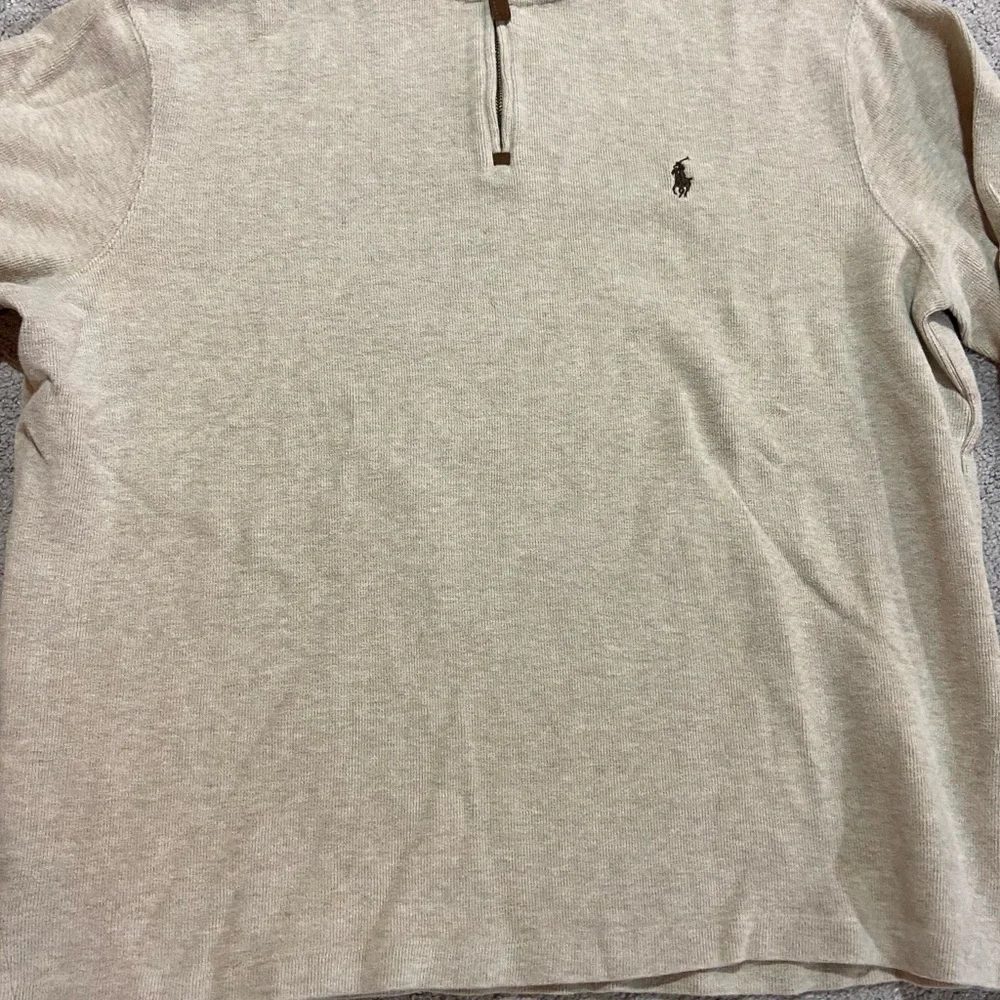 Polo Ralph Lauren Luxury Jersey Quarter-Zip Pullover Tuscan Beige Heather Sz XL
